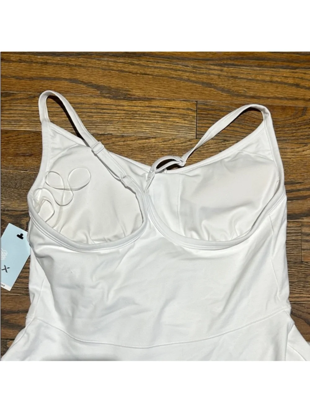 FLX White Strappy Skater Dress / Skort built in cups, pocket and shorts - Picture 6 of 6